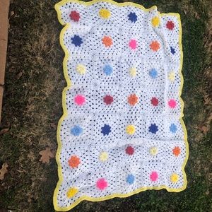 Handmade vintage crochet floral blanket